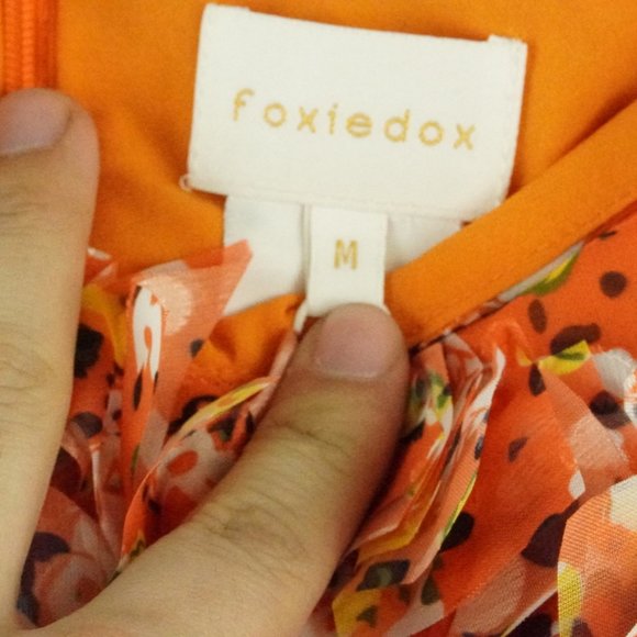 Anthropologie Foxiedox Floral Pleated Dress Womens Medium Orange NEW - Picture 4 of 10